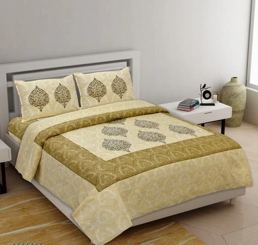 Checkout this latest Bedsheets_1000-1500
Product Name: *Ria Stylish 100% Cotton 108 X 100 Double Bedsheet*
Fabric: 100% Cotton
No. Of Pillow Covers: 2
Thread Count: 180
Multipack: Pack Of 1
Sizes: 
King (Length Size: 108 in Width Size: 100 in Pillow Length Size: 27 in Pillow Width Size: 19 in) 
Work: Printed
Country of Origin: India
Easy Returns Available In Case Of Any Issue


Catalog Rating: ★4.2 (72)

Catalog Name: Ria Stylish 100% Cotton 108 X 100 Double Bedsheet Vol 17
CatalogID_1015672
C53-SC1101
Code: 567-6385852-7032