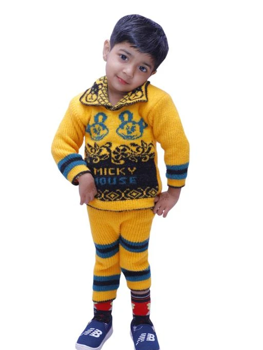 Buy Woolen Full Sleeves Sweater and Pyjama Set for Baby Boys and Baby Girls