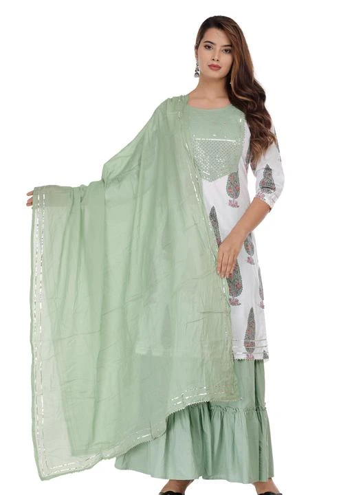 Checkout this latest Dupatta Sets
Product Name: *Alisha Alluring Women Dupatta Sets*
Kurta Fabric: Cotton Cambric
Fabric: Cotton
Bottomwear Fabric: Cotton
Sleeve Length: Three-Quarter Sleeves
Pattern: Printed
Set Type: Kurta with Dupatta and Bottomwear
Stitch Type: Stitched
Multipack: Single
Sizes: 
M (Bust Size: 38 in, Bottom Waist Size: 30 in, Bottom Length Size: 40 in, Shoulder Size: 17 in) 
L (Bust Size: 40 in, Bottom Waist Size: 32 in, Bottom Length Size: 40 in, Shoulder Size: 17.5 in) 
XL (Bust Size: 42 in, Bottom Waist Size: 34 in, Bottom Length Size: 40 in, Shoulder Size: 17.5 in) 
XXL (Bust Size: 44 in, Bottom Waist Size: 36 in, Bottom Length Size: 40 in, Shoulder Size: 18 in) 
Country of Origin: India
Easy Returns Available In Case Of Any Issue



Catalog Name: Alisha Alluring Women Dupatta Sets
CatalogID_17386136
C74-SC1853
Code: 4201-65078335-9943