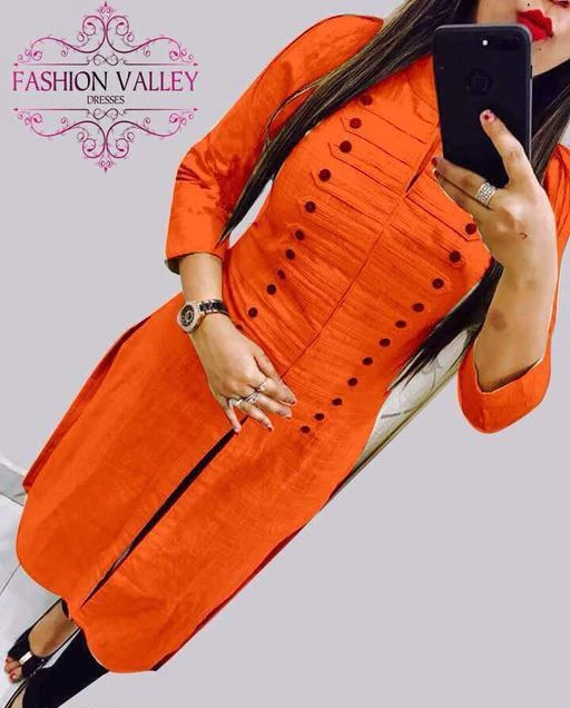 Checkout this latest Kurtis
Product Name: *Women Rayon Slub High- Slit Solid Orange Kurti*
Fabric: Rayon Slub
Sleeve Length: Three-Quarter Sleeves
Pattern: Solid
Combo of: Single
Sizes:
S, M (Bust Size: 38 in, Size Length: 52 in) 
L (Bust Size: 40 in, Size Length: 52 in) 
XL (Bust Size: 42 in, Size Length: 52 in) 
XXL (Bust Size: 44 in, Size Length: 52 in) 
Country of Origin: India
Easy Returns Available In Case Of Any Issue


SKU: k1100
Supplier Name: FN Store

Code: 293-6510182-8811

Catalog Name: Women Rayon Slub High- Slit Solid Orange Kurti
CatalogID_1037146
M03-C03-SC1001