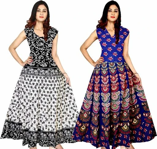 Buy Gowns 100 Cotton Traditional Rajasthani Jaipuri Print One Piece Dress For Rs8 Cod And Easy Return Available