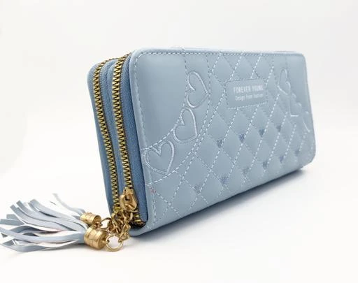 Wallet for Women Double Zipper Wallet Large Capacity Long Purse Clutch  Wristlet
