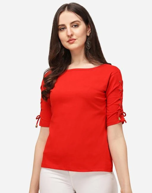  Latest Style Top With Rayon Slub Red Colour / Trendy