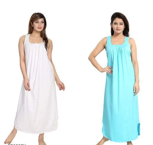 Fcity In Women Pack Of Solid Nightdress Women Cotton Nightdress Combo