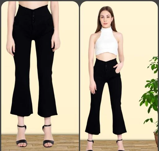 Black Bell Bottom Pants for Girls