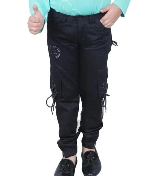 Buy RUFF Black Boys 6 Pocket Solid Cargo Pants