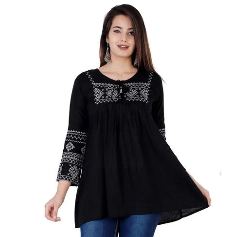 Checkout this latest Tops & Tunics
Product Name: *women reyon Embroidery Top Black*
Fabric: Rayon
Sleeve Length: Three-Quarter Sleeves
Pattern: Embroidered
Sizes:
S (Bust Size: 36 in) 
M (Bust Size: 38 in) 
L (Bust Size: 40 in) 
XL (Bust Size: 42 in) 
XXL (Bust Size: 44 in) 
Country of Origin: India
Easy Returns Available In Case Of Any Issue


SKU: SHREE/TOP
Supplier Name: ISHANVI TEXTILE

Code: 003-66318748-9901

Catalog Name: Pretty Fabulous Women Tops & Tunics
CatalogID_17795645
M04-C07-SC1020
