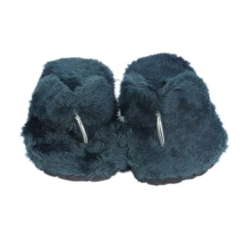 navy blue sheepskin slippers