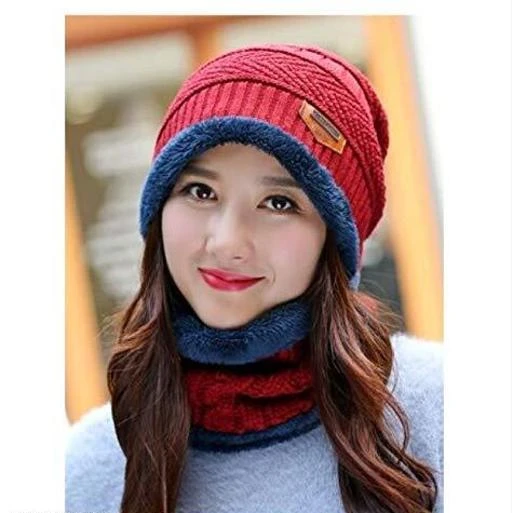 fcity.in - Balcalava Cap Winter Beanie Hat Scarf Set Warm Knit Hat