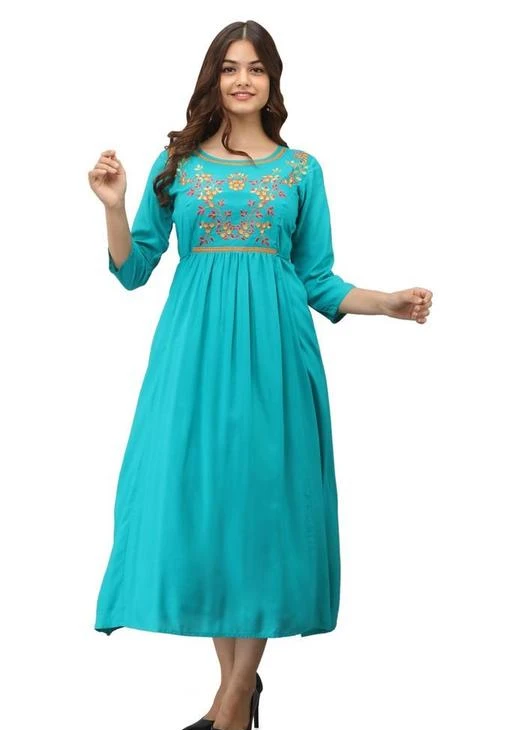 Checkout this latest Kurtis
Product Name: *Aakarsha Voguish Kurtis*
Fabric: Rayon
Sleeve Length: Three-Quarter Sleeves
Pattern: Embroidered
Combo of: Single
Sizes:
S (Bust Size: 36 in, Size Length: 48 in) 
M (Bust Size: 38 in, Size Length: 48 in) 
L (Bust Size: 40 in, Size Length: 48 in) 
XL (Bust Size: 42 in, Size Length: 48 in) 
XXL (Bust Size: 44 in, Size Length: 48 in) 
Womens Rayon Embroidery long kurta, trendy kurta, partywear kurta, festival wear kurta, Anarkali kurta, embroidery kurta
Country of Origin: India
Easy Returns Available In Case Of Any Issue


SKU: WT006TURQUOISE
Supplier Name: RIDDHI.SIDDHI.FASHION

Code: 664-67302070-9951

Catalog Name: Aakarsha Voguish Kurtis
CatalogID_18126396
M03-C03-SC1001