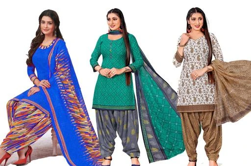 Checkout this latest Suits
Product Name: *VISCARIA  Crepe Printed Kurta & Patiyala Material Combo Pack of 3 (Unstitched)  Suits*
Top Fabric: Synthetic Crepe + Top Length: 2.25 Meters
Bottom Fabric: Crepe + Bottom Length: 2.5 Meters
Dupatta Fabric: Chiffon + Dupatta Length: 2.2 Meters
Lining Fabric: No Lining
Type: Un Stitched
Pattern: Printed
Net Quantity (N): Pack of 3
VISCARIA is Present the Amazing Range Of Stylish Printed Unstitched Salwar Suit Material for the Women, Young Girls. Our dresses are designed to be smooth and comfortable to wear for Women’s. Top -Synthetic, Bottom -Synthetic, Dupatta -Silver Chiffon. This is an unstitched fabric with dimensions of Top-2 meters, Bottom-2.10 meters and Chiffon Dupatta-2. Meters Size - Free Size. Type - Unstitched Dress Material {Salwar Suit}. Style -Salwar Suits. Set Content - With Matching Dupatta (as per the image). ! Kindly be noted it is not ready made product and need to be stitched according to your size. Get in your comfort zone by gifting yourself and your loved ones one of these. Home-wash is adequate for this daily use cotton dress material. As shown in the image salwar and dupatta comes along with this to add the glam. It is perfect for the party wear, wadding collection and many more… These designs symbolize tradition and femininity. They can be worn on any special occasion. All our salwar’s assures you 100% quality
Country of Origin: India
Easy Returns Available In Case Of Any Issue


SKU: Combo-(3)-3001-3005-1001
Supplier Name: Delhi Colors Of Benetton

Code: 777-67501016-7992

Catalog Name: Chitrarekha Voguish Salwar Suits & Dress Materials
CatalogID_18192304
M03-C05-SC1002
