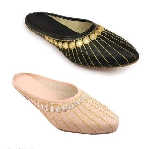 Checkout this latest Flats
Product Name: *Embroidered Kanch Line Juti Combo For Women And Girls  *
Material: Textile
Sole Material: Pvc
Pattern: Embellished
Fastening & Back Detail: Slip-On
Net Quantity (N): 2
Sunlifemart India Are Actively Engaged In Presenting An Exclusive Range Of All Type Of Hand Crafted juttis,Bellies ,Shoes, Sandals, Slippers , Jewellery,T-shirts etc. And Our Firm Sunlifemart India was launched in september 2016.  Dry Clean ONLY! Store your juttis in the dust bag or in a muslin cloth Our juttis are extremely soft, but if your feet are feeling extra sensitive, line the inside of your juttis with mustard oil for a day and leave. Keep them dry and away from moisture. If at all exposed to moisture, please dry them out for a few hours before putting them back in. 100% Genuine Soft Leather Used For Making Our Fulkari Jutis And Good Quality Hand Stitched Fully Trained Artisan's And Embroidered With Handwork By Well Trained Artisan's And Totally Hand crafted Ethnic Shoe Rajwari Presenting A Classy Range Of Footwear'S That Compliments Your Modern Style Statement. Featuring A Pretty Pair Of Wedges With Super Comfortable Sole That Keeps Your Feet Happy.
Sizes: 
IND-4, IND-5, IND-6, IND-7, IND-8, IND-9
Country of Origin: India
Easy Returns Available In Case Of Any Issue


SKU: BLACK-CREAM KANCH LINE FLATS
Supplier Name: SUNLIFE MART INDIA

Code: 103-67647488-994

Catalog Name: Latest Women Flats
CatalogID_18246635
M09-C30-SC1071
