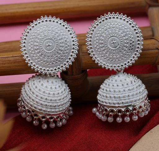 White colour online jhumka