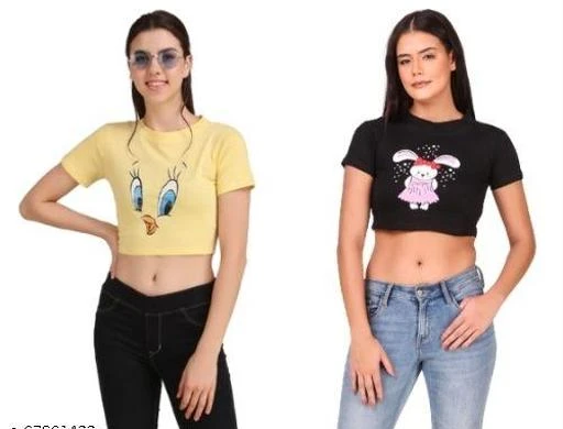 Checkout this latest Tshirts
Product Name: *Fancy Designer Women T-shirt, Crop Tops For Girls,Ladies,Women,combo Pack of 2*
Fabric: Cotton Blend
Sleeve Length: Short Sleeves
Pattern: Printed
Multipack: 2
Sizes:
S, M, L, XL
Country of Origin: India
Easy Returns Available In Case Of Any Issue


SKU: RDA-YDK-BD
Supplier Name: AXOWEAR

Code: 943-67861422-995

Catalog Name: Urbane Elegant Women Tshirts 
CatalogID_18318516
M04-C07-SC1021