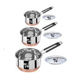 Simple Stainless Steel Copper Bottom Tea Pan 1.5 Litre Milk Boiler For  Cookware