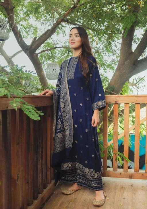 Checkout this latest Suits
Product Name: *Safaa Women Winter Acro Wool Woven Suit With Stole Unstitched Dress Material *
Top Fabric: Wool + Top Length: 3.00+
Bottom Fabric: Wool + Bottom Length: 3 Meters
Dupatta Fabric: Wool + Dupatta Length: 2.25 Meters
Lining Fabric: No Lining
Type: Un Stitched
Pattern: Printed
Net Quantity (N): Single
You will always be the center of attraction of any gathering with this New collection Winter suit . This Collection will add extra class to your looks.This can be a perfect selection for you.. This beautiful, gorgeous, fashionable soft Fabric is the perfect finishing touch. It is the perfect fashion Suit for Winter season, event or occasion! It is lightweight, super soft and comfortable. Think trendy. Be trendy with SAFAA collection .Note:- The actual product may differ slightly in colour and design from the one illustrated in the images when compared with computer or mobile screen.
Country of Origin: India
Easy Returns Available In Case Of Any Issue


SKU: E-ZARDOZI-318-1-BLUE
Supplier Name: ESPANA TEX

Code: 6421-68287702-9472

Catalog Name: Trendy Drishya Salwar Suits & Dress Materials
CatalogID_18460425
M03-C05-SC1002