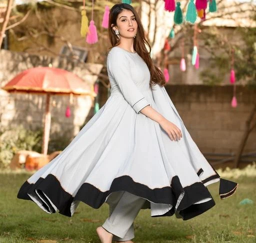 Plain white anarkali on sale kurti