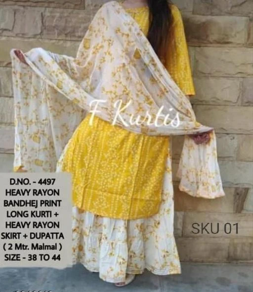 Kurtas & Kurtis : Heavy rayon cotton kurti with printed