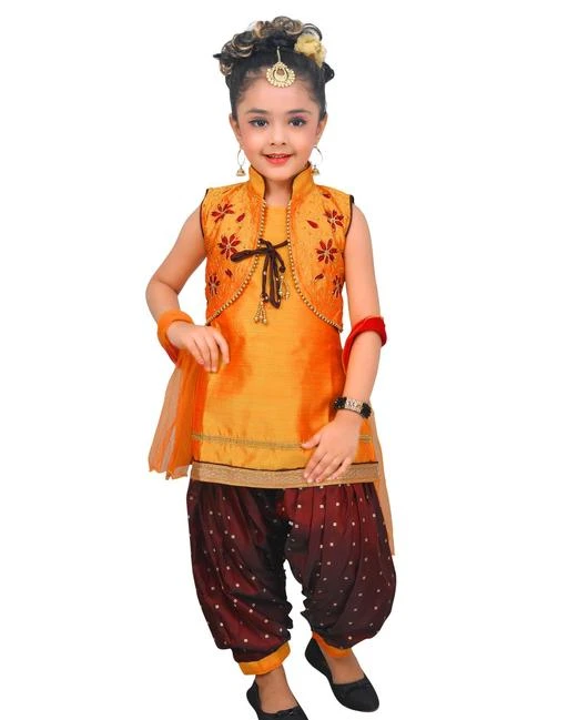 Indian Traditional Dress For Baby Girl Kids Kurti With Bottom Patiala Set Girls Wedding Wear Cotton Fabric/ Ethnic Wear Clothing