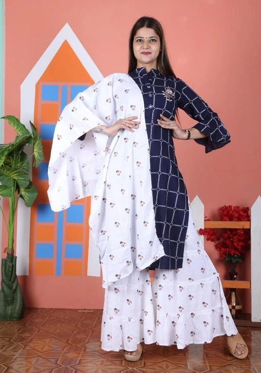 Checkout this latest Dupatta Sets
Product Name: *Trendy Fashionable Women Dupatta Sets*
Kurta Fabric: Rayon
Fabric: Rayon
Bottomwear Fabric: Rayon
Sleeve Length: Three-Quarter Sleeves
Pattern: Printed
Set Type: Kurta with Dupatta and Bottomwear
Stitch Type: Stitched
Multipack: Single
Sizes: 
M (Bust Size: 38 in, Bottom Waist Size: 28 in, Bottom Length Size: 40 in, Shoulder Size: 18 in) 
L (Bust Size: 40 in, Bottom Waist Size: 30 in, Bottom Length Size: 40 in, Shoulder Size: 18 in) 
XL (Bust Size: 42 in, Bottom Waist Size: 32 in, Bottom Length Size: 40 in, Shoulder Size: 18 in) 
XXL (Bust Size: 44 in, Bottom Waist Size: 34 in, Bottom Length Size: 40 in, Shoulder Size: 18 in) 
Country of Origin: India
Easy Returns Available In Case Of Any Issue



Catalog Name: Trendy Fashionable Women Dupatta Sets
CatalogID_18566773
C74-SC1853
Code: 176-68560607-9992