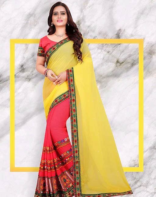 Buy Sarees Serona Fabrics Women S Georgette Half N Half Saree With Embroidery Work Party Wear Saree For Rs1036 Cod And Easy Return Available
