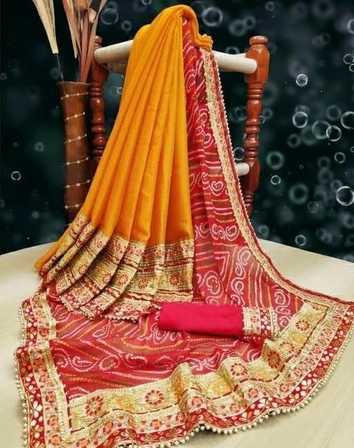Checkout this latest Sarees
Product Name: *Bittu Fashion Women's Vichitra Silk Embroidered Half Half Bandhani Printed Lace Border Party Wedding Fashion Sarees Red Yellow Color*
Saree Fabric: Vichitra Silk
Blouse: Separate Blouse Piece
Blouse Fabric: Art Silk
Pattern: Printed
Blouse Pattern: Solid
Net Quantity (N): Single
Bittu Fashion Women's Vichitra Silk Embroidered Half Half Bandhani Printed Lace Border Party Wedding Fashion Sarees 
Saree Fabric: Vichitra Silk
Blouse Fabric: Art Silk
Type : Bandhej Half Half
Work : Embroidered, Lace, Bandhani Print, Stone Work
Pattern: Solid
Occasion: Party Fastive Wedding
Suitable : Suitable With Any Fancy Jwellery and Matching Heals
Pack Of : 1 Saree With Blouse Fabric
Size :  Free Size Saree Length 5.5 mtr and Blouse Fabric 0.80 Mtr
100% Best Quality
Sizes: 
Free Size (Saree Length Size: 5.5 m, Blouse Length Size: 0.8 m) 
Country of Origin: India
Easy Returns Available In Case Of Any Issue


SKU: BF-Sai Bandhani-Red-Yellow
Supplier Name: Bittu Fashion

Code: 417-69407322-9951

Catalog Name: Chitrarekha Voguish Sarees
CatalogID_18859550
M03-C02-SC1004
