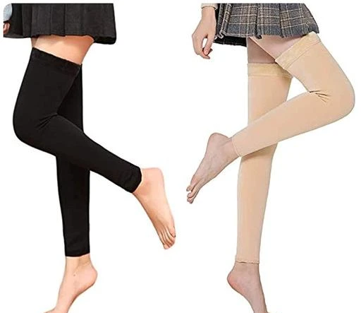  Women Combo Pack Warm Over Knee Winter Stockings Fleece Fur Leg