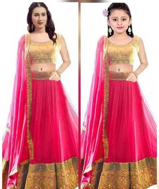 Checkout this latest Lehenga
Product Name: *Jivika Attractive Lehenga(kids and women combo specile)*
Topwear Fabric: Satin
Bottomwear Fabric: Net
Dupatta Fabric: Net
Set type: Choli And Dupatta
Top Print or Pattern Type: Solid
Bottom Print or Pattern Type: Lace
Dupatta Print or Pattern Type: Lace
Sizes: 
Semi Stitched (Lehenga Waist Size: 42 in, Lehenga Length Size: 42 in, Duppatta Length Size: 2.2 in) 
Free Size
 Kavya_kids_women_lehengacholi_combo_020 lehngas for women lehnga choli lehnga lehnga net lehnga choli for woman party wear lehnga choli for woman net lehnga choli for woman lehnga choli for woman banarasi lehnga choli for women latest Jivika Attractive Lehenga(kids and women combo specile)You Lehenga Choli Which Is A Traditional Indian Wear Also Known As Chaniya Choli or Ghagra Choli for Women. This Lehenga Bear A Sophisticated Look And Enhance The Beauty Of The Women Which Can Be Worn For Functions, Festivals, Parties And Even Wedding Also. You Will Be A Center of Attraction In The Event Once You Ware It. This Lehenga Choli Is Comes With Un Stitched Material So It Can Be Stitched According To Your Taste, Preference And Style Also.
Country of Origin: India
Easy Returns Available In Case Of Any Issue


SKU: Kavya_kids_women_lehengacholi_combo_020
Supplier Name: E SHOP

Code: 176-69804884-9991

Catalog Name: Alisha Superior Women Lehenga
CatalogID_18995514
M03-C60-SC1005