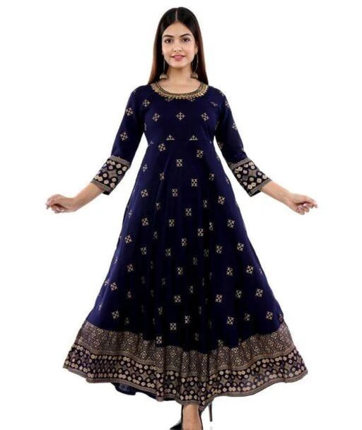 Checkout this latest Kurtis
Product Name: *Aagam Graceful Mirror Work Anrkali Kurtis For Women*
Fabric: Rayon
Sleeve Length: Three-Quarter Sleeves
Pattern: Printed
Combo of: Single
Sizes:
M (Bust Size: 38 in, Size Length: 48 in) 
L (Bust Size: 40 in, Size Length: 48 in) 
XL (Bust Size: 42 in, Size Length: 48 in) 
XXL (Bust Size: 44 in, Size Length: 48 in) 
XXXL
Trendy rayon Embroidered Work Kurti with Hand Work
Country of Origin: India
Easy Returns Available In Case Of Any Issue


SKU: DSF-Mirror Work Dress_Navy
Supplier Name: SUDHA FASHION

Code: 344-70127701-5921

Catalog Name: Banita Alluring Kurtis
CatalogID_19103245
M03-C03-SC1001
.