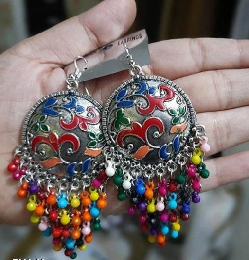 fcityin  Multi Color Oxidized Silver Earring  Earrings Under 50 Samridhi  Dc