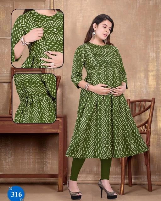 Checkout this latest Feeding Kurtis & Kurta Sets
Product Name: *Fabulous Feeding Kurtis & Kurta Sets*
Bottom Type: Leggings
Sleeve Length: Three-Quarter Sleeves
Stitch Type: Stitched
Fit/ Shape: Flared
Pattern: Printed
Combo of: Single
Fabric- Rayon Print
Sizes: 
M, L (Bust Size: 20 in, Top Length Size: 45 in, Waist Size: 21 in, Bottom Length Size: 45 in) 
XL (Bust Size: 21 in, Top Length Size: 45 in, Waist Size: 22 in, Bottom Length Size: 45 in) 
XXL (Bust Size: 22 in, Top Length Size: 45 in, Waist Size: 23 in, Bottom Length Size: 45 in) 
XXXL
Country of Origin: India
Easy Returns Available In Case Of Any Issue


SKU: Mehandi--Bandhani
Supplier Name: k@line

Code: 354-70741545-595

Catalog Name: Graceful Feeding Kurtis & Kurta Sets
CatalogID_19316579
M04-C53-SC2330