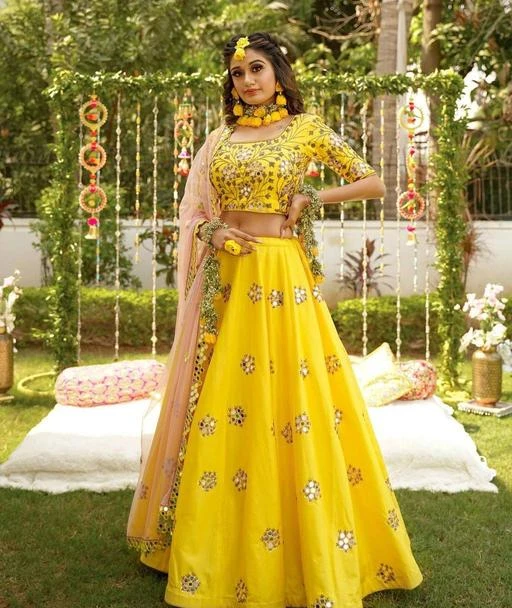 Checkout this latest Lehenga
Product Name: *Alluring Women Lehenga*
Topwear Fabric: Satin
Bottomwear Fabric: Satin
Dupatta Fabric: Net
Set type: Choli And Dupatta
Top Print or Pattern Type: Embellished
Bottom Print or Pattern Type: Embellished
Dupatta Print or Pattern Type: Embellished
Sizes: 
Semi Stitched (Lehenga Waist Size: 42 in, Lehenga Length Size: 44 in, Duppatta Length Size: 2.25 in) 
Free Size (Lehenga Waist Size: 42 m, Lehenga Length Size: 44 m, Duppatta Length Size: 2.25 m) 
Country of Origin: India
Easy Returns Available In Case Of Any Issue


SKU: LATEST  TAN  TANA  TAN  YELLOW 
Supplier Name: OM CREATION

Code: 799-70819509-9921

Catalog Name: Aakarsha Alluring Women Lehenga
CatalogID_19342729
M03-C60-SC1005