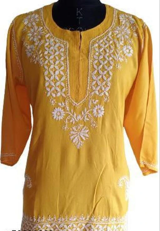 Checkout this latest Kurtis
Product Name: *Aakarsha Voguish Kurtis*
Fabric: Rayon
Sleeve Length: Three-Quarter Sleeves
Pattern: Chikankari
Combo of: Single
Sizes:
XL (Bust Size: 21 in, Size Length: 28 in) 
Yellow top with chikankari embroidery.
Country of Origin: India
Easy Returns Available In Case Of Any Issue


SKU: RP28TO$011FC
Supplier Name: Feather Creation

Code: 317-71010083-0021

Catalog Name: Aakarsha Voguish Kurtis
CatalogID_19408522
M03-C03-SC1001