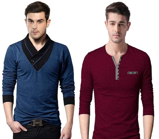 Checkout this latest Tshirts
Product Name: *Trendy Modern Men Tshirts*
Fabric: Cotton
Sleeve Length: Long Sleeves
Pattern: Solid
Net Quantity (N): 2
Sizes:
S (Chest Size: 36 in, Length Size: 26 in) 
M (Chest Size: 38 in, Length Size: 27 in) 
L (Chest Size: 40 in, Length Size: 28 in) 
XL (Chest Size: 42 in, Length Size: 29 in) 
This T-Shirt is made up of 70% Cotton, 30% Polyester Single Jersey fabric. It is bio-washed and softener treated which makes the fabric ultra soft in touch and feel. The fabric color will not fade easily.The fabric GSM is 190.
Country of Origin: India
Easy Returns Available In Case Of Any Issue


SKU: 1016AIR-1013MHROON
Supplier Name: ZULX

Code: 804-71155437-9921

Catalog Name: Pack of 2 Comfy Retro Men Tshirts
CatalogID_19460582
M06-C14-SC1205
