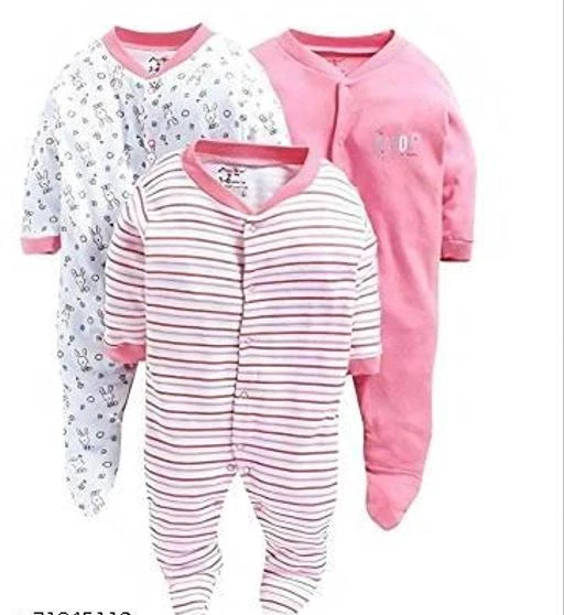 Checkout this latest Onesies & Rompers
Product Name: *TiniBerry® 100% Cotton Sleep Suit/Onesies/Rompers/Jumpsuit for New Born Boys and Girls Combo Pack*
Fabric: Cotton
Sleeve Length: Long Sleeves
Pattern: Printed
Net Quantity (N): 3
100% Cotton,Premium Quality New Born Baby Multi-color Long Sleeve Cotton Sleep Suit Romper for Boys and Girls Set Of 3 Soft fabrics well suited for babies skin Funky Color and Design Snaps down front for easy dressing and diapering, doesn't have to pull over baby's head Color & Design will de dispatched as per Stock Availibility Bottom Style: Pant
Sizes: 
0-3 Months, 3-6 Months, 6-9 Months, 9-12 Months, 12-18 Months
Country of Origin: India
Easy Returns Available In Case Of Any Issue


SKU: @MM IMPEX LIGHT PINK ROMPERS
Supplier Name: MM IMPEX

Code: 584-71345112-999

Catalog Name: Pretty Stylish Boys Onesies & Rompers
CatalogID_19524342
M10-C33-SC1159
.