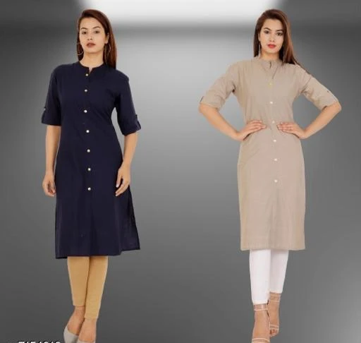 Fcity In Women Solid Cotton Kurti Women Cotton Aline Solid Mustard Kurti