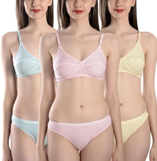 Buy StyFun Cotton 3 Bras & 3 Panties Set for Women Lingerie Set