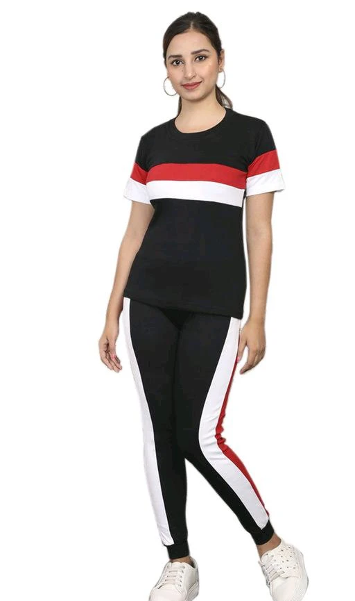 Fcity In Women Poly Cotton Full Stretched Black Color Track Suit Comfy