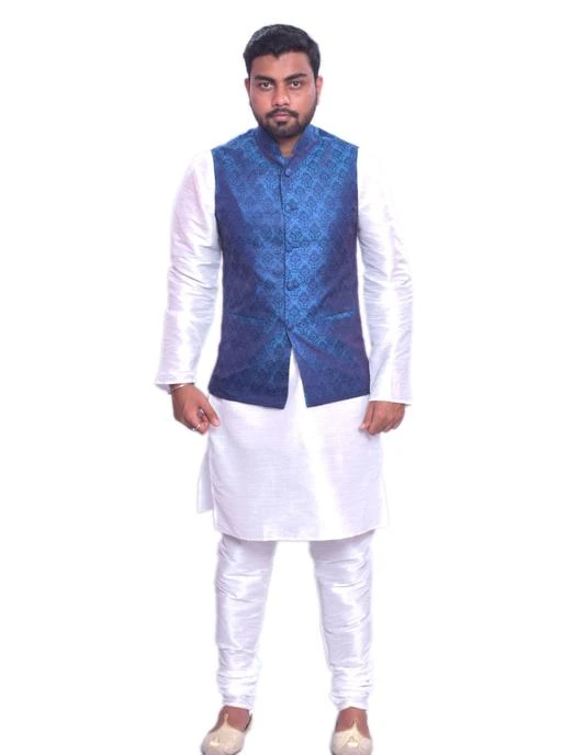 Sky blue waistcoat with on sale kurta