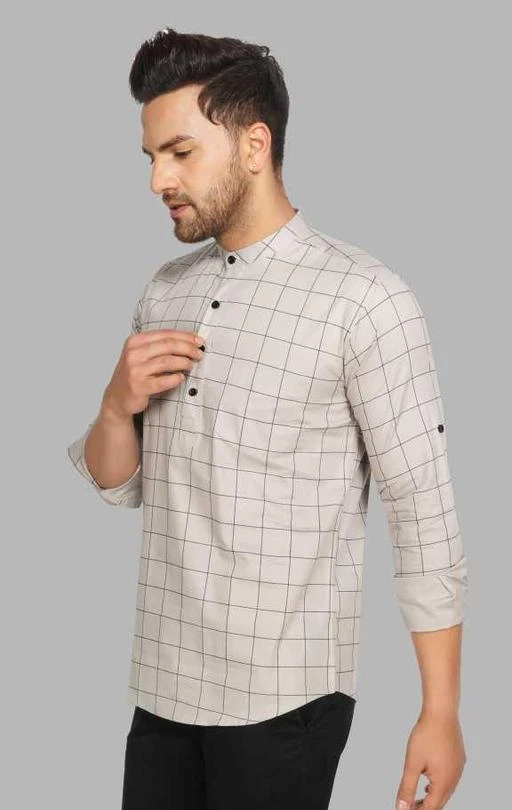 Checkout this latest Kurtas
Product Name: *Mens Trendy Checks Short Kurta*
Fabric: Cotton
Sleeve Length: Long Sleeves
Pattern: Printed
Combo of: Single
Sizes: 
S (Chest Size: 36 in, Length Size: 32 in, Waist Size: 36 in, Hip Size: 35 in) 
Modern Mode Creation offers this pure Cotton trendy kurta which is a perfect addition to the trendy guys wardrobe. Featured with contrasting threads at the button holes and buttons this is indeed the stylish mans first choice. The chinese collar and full sleeves with roll-over flaps, and the cotton fabric makes a comfortable wear for a long-outing.
Country of Origin: India
Easy Returns Available In Case Of Any Issue


SKU: Mens Checks Short Kurta-Grey
Supplier Name: Modern Mode creation

Code: 093-72014729-9941

Catalog Name: Ethnic Men Kurtas
CatalogID_19748381
M06-C18-SC1200