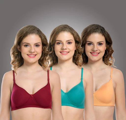 Checkout this latest Bra
Product Name: * Takia New Stylish Women's Full Coverage Bra pack Of 3*
Fabric: Cotton Blend
Print or Pattern Type: Solid
Padding: Non Padded
Type: Everyday Bra
Wiring: Non Wired
Seam Style: Seamed
Net Quantity (N): 3
Add On: Straps
Sizes:
28B (Underbust Size: 24 in, Overbust Size: 29 in) 
30B (Underbust Size: 26 in, Overbust Size: 31 in) 
32B (Underbust Size: 28 in, Overbust Size: 33 in) 
34B (Underbust Size: 30 in, Overbust Size: 35 in) 
36B (Underbust Size: 31 in, Overbust Size: 38 in) 
38B (Underbust Size: 33 in, Overbust Size: 39 in) 
40B (Underbust Size: 35 in, Overbust Size: 42 in) 
You'll want to always wear this flattering and comfortable bra by Takia. This chic piece is easy to layer, making it a must-have for any fashionista.Feel supported and comfortable each day in this bra. Add this trendsetting piece to your collection of intimate staples and enjoy long-lasting comfort.Get the support and comfort you deserve with this well-designed piece.This piece is Crafted in cotton blend fabric for all day comfort as well as the fuller shape adds extra glow in your beauty. It fits your curves and is styled to look great & gives you great comfort both day & night. It has been made keeping in mind the needs of modern women. The soft colours soothes your mind and keeps you cool.
Country of Origin: India
Easy Returns Available In Case Of Any Issue


SKU: TK_00013
Supplier Name: TAKIA ENTERPRISES

Code: 562-72430719-999

Catalog Name: Fancy Women Bra
CatalogID_19886758
M04-C09-SC1041
.