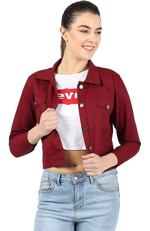 Checkout this latest Jackets
Product Name: *Women Denim Jacket Maroon *
Fabric: Denim
Sleeve Length: Three-Quarter Sleeves
Pattern: Solid
Net Quantity (N): 1
Sizes: 
S (Bust Size: 36 in, Length Size: 21 in) 
M (Bust Size: 38 in, Length Size: 21 in) 
L (Bust Size: 40 in, Length Size: 21 in) 
XL (Bust Size: 42 in, Length Size: 21 in) 
This Beautiful Denim Jacket is the perfect jacket for a casual. It is fully functional as well as stylish, and is built for versatility. This denim jacket will be your new go to jacket to throw on. an exclusive range of denim jackets for women and girls this beautiful jacket to improve something a look and it Enhance your beauty with regular collar, full sleeves, denim fabric, solid pattern & closure button on front. Add this jacket to your wardrobe and match it with different colours of shirts/ t-shirts or inner to enhance the cool look
Country of Origin: India
Easy Returns Available In Case Of Any Issue


SKU: Denim Maroon Jacket
Supplier Name: ARUSHI-ENTERPRISES

Code: 922-72615611-922

Catalog Name: Classic Elegant Women Jackets & Waistcoat
CatalogID_19947601
M04-C07-SC1023