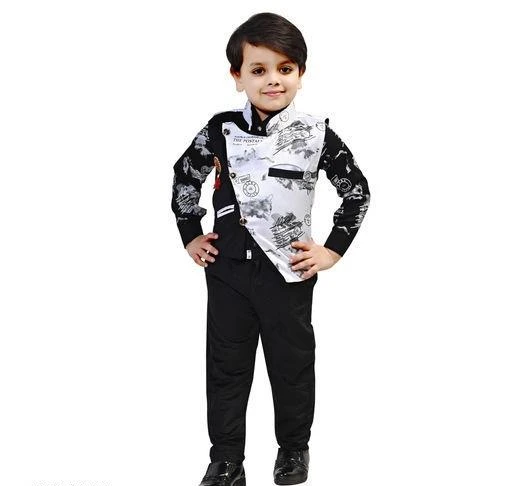 Checkout this latest Clothing Set
Product Name: *Fancy Stylish Black & White Party Clothing Sets*
Top Fabric: Cotton Blend
Bottom Fabric: Cotton Blend
Sleeve Length: Long Sleeves
Top Pattern: Printed
Bottom Pattern: Solid
Net Quantity (N): Single
Add-Ons: Jacket
Sizes:
18-24 Months, 2-3 Years, 3-4 Years, 4-5 Years, 5-6 Years, 6-7 Years, 7-8 Years
This is beutifully designed and high quality Product for Kid,s Party wear. Three Piece Party wear Waist coat set. for kids It is made up from fine quality material .. This party wear suit set comes with Shirt, Waist Coat, and Trouser. Apt for wedding dress for kids , party dress for kids , waistcoat set for kids boy. This dress will make your kid centre of attraction. Best Quality Low Price.
Country of Origin: India
Easy Returns Available In Case Of Any Issue


SKU: three pieces-blk-wht-1
Supplier Name: JEEVAN ENTERPRISES

Code: 884-72788898-997

Catalog Name: Pretty Fancy Boys Top & Bottom Sets
CatalogID_20009082
M10-C32-SC1182