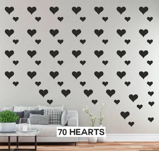  Azan Creation 70 Small Black Hearts Wall Sticker Sheet Size  24x12inch