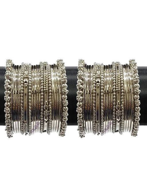 Oxidized Black Metal Pakistani Silver Bangles - 2.6