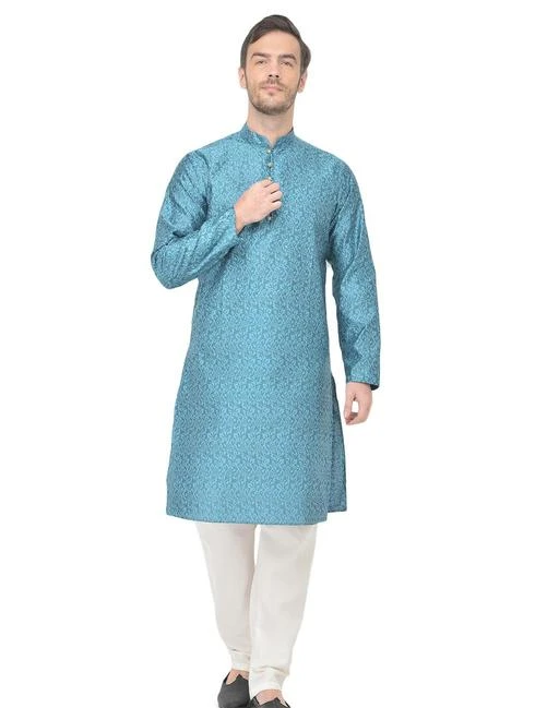 Checkout this latest Kurta Sets
Product Name: *SG LEMAN Kurta Set For Men*
Top Fabric: Dupion Silk
Bottom Fabric: Cotton Blend
Scarf Fabric: No Scarf
Sleeve Length: Long Sleeves
Bottom Type: Churidar Pant
Stitch Type: Stitched
Pattern: Printed
Sizes:
S (Chest Size: 40 in, Top Length Size: 41 in, Top Waist  Size: 38 in, Top Hip Size: 42 in, Bottom Waist Size: 52 in, Bottom Hip Size: 42 in, Bottom Length Size: 41 in) 
XL (Chest Size: 46 in, Top Length Size: 44 in, Top Waist  Size: 44 in, Top Hip Size: 48 in, Bottom Waist Size: 58 in, Bottom Hip Size: 48 in, Bottom Length Size: 44 in) 
XXL (Chest Size: 48 in, Top Length Size: 45 in, Top Waist  Size: 46 in, Top Hip Size: 50 in, Bottom Waist Size: 60 in, Bottom Hip Size: 50 in, Bottom Length Size: 45 in) 
SG LEMAN presenting here the latest designer Kurta and pajama perfectly for ethnic, casual as well as party wear. These are designed to absolute perfection, this designer kurta looks very trendy to show & that too keeps you at easy whenever you wear this. This have exclusive designes that gives you a royal & charming look. It immediately grabs the attention of the people around you and makes you look attractive and elegant. This Kurta pajama set is very light in weight. We are a leading brand in Men wear with wide range of Men clothing which includes Men ethnic wear,Men Straight kurta,kurta pajama, Men sherwani ,Nehru jacket, Indo western and a lot more.
Country of Origin: India
Easy Returns Available In Case Of Any Issue


SKU: 31035-SKYBLUE
Supplier Name: SG YUVRAJ

Code: 689-73420182-9992

Catalog Name: Elegant Men Kurta Sets
CatalogID_20232812
M06-C18-SC1201