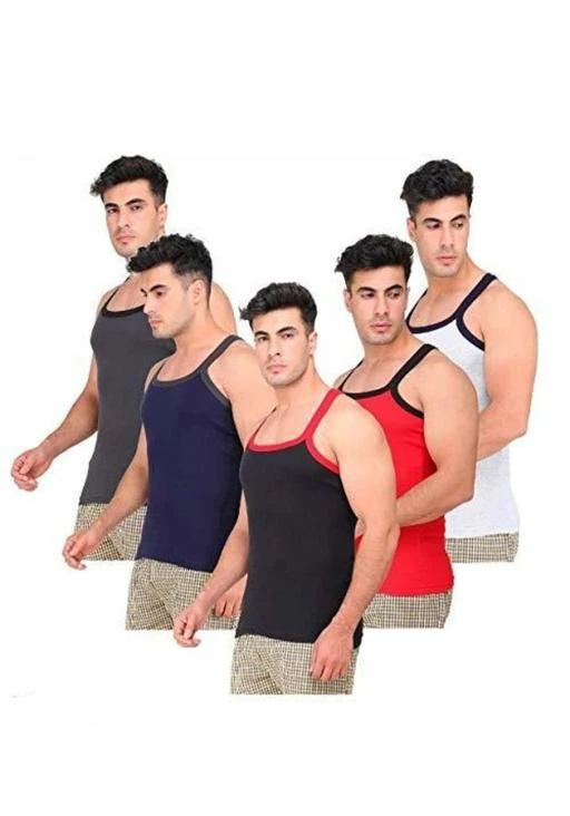 Hivata Gym Vest for Men & Boys Sports Running Cotton Sleeveless  Vest/Baniyan Modern Fit Solid Inner wear in Black Color (Pack of 6)