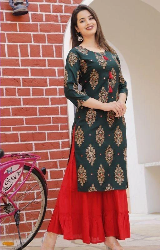 Checkout this latest Kurta Sets
Product Name: *KURTA WITH SHARARA *
Kurta Fabric: Rayon
Bottomwear Fabric: Rayon
Fabric: No Dupatta
Sleeve Length: Three-Quarter Sleeves
Set Type: Kurta With Bottomwear
Bottom Type: Sharara
Pattern: Zari Woven
Net Quantity (N): Single
Sizes:
M (Bust Size: 38 in) 
L (Bust Size: 40 in) 
XL (Bust Size: 42 in) 
XXL (Bust Size: 44 in) 
A perfect gift for your mom, wife, daughter, girlfriend or your friends.
Country of Origin: India
Easy Returns Available In Case Of Any Issue


SKU: 0001-B_GRN _S_SET
Supplier Name: Bhagwati prints

Code: 314-73510589-999

Catalog Name: Banita Attractive Women Kurta Sets
CatalogID_20264590
M03-C04-SC1003