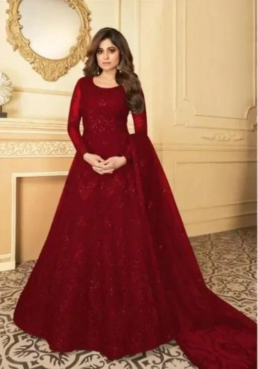 Stylish net hot sale gown