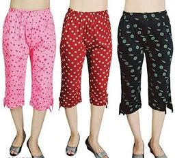 Buy EHA Capri for Women, Printed Capri for Girls, 3/4th Pants for Women, Cotton Lycra Capri Women, 3/4 Leggings for Women